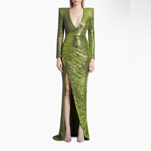 Zhivago Shimmering Green Long Sleeve Dress